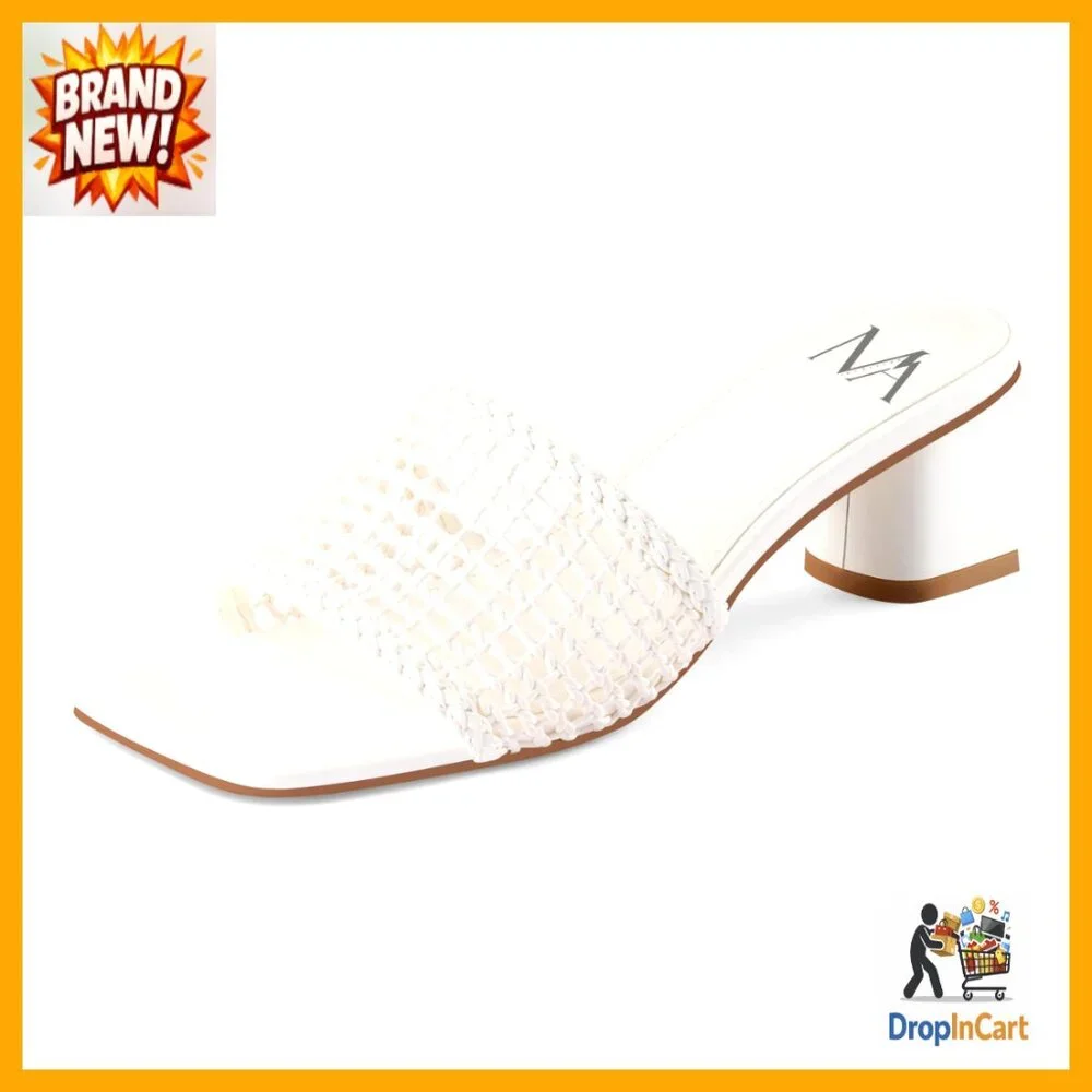 Chunky Block Heel Mules Square Open Toe Slip On Sandals Casual Elegant Party